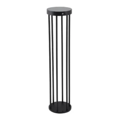 Lucande, bolardo luminoso LED solar, Evelis, negro, aluminio, sensor