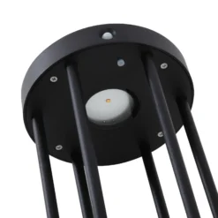 Lucande, bolardo luminoso LED solar, Evelis, negro, aluminio, sensor