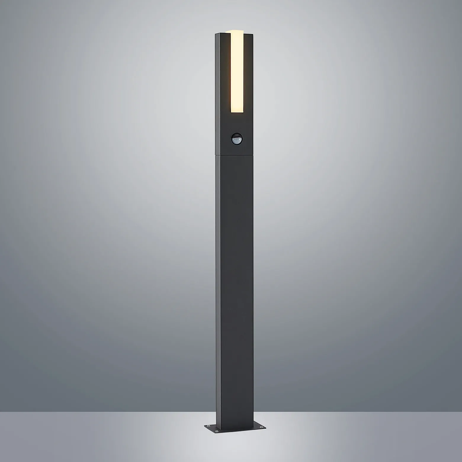 Lucande, bolardo luminoso LED Virgalia, detector de movimiento, 100 cm, IP54