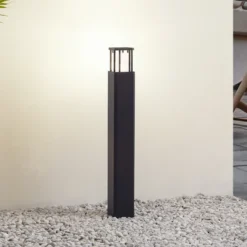 Lucande, bolardo luminoso LED Dakil, negro, aluminio