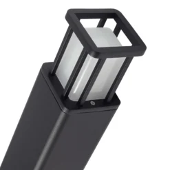 Lucande, bolardo luminoso LED Dakil, negro, aluminio