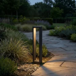 Lucande Bolardo luminoso LED Jupp, 60 cm, antracita, metal, IP54