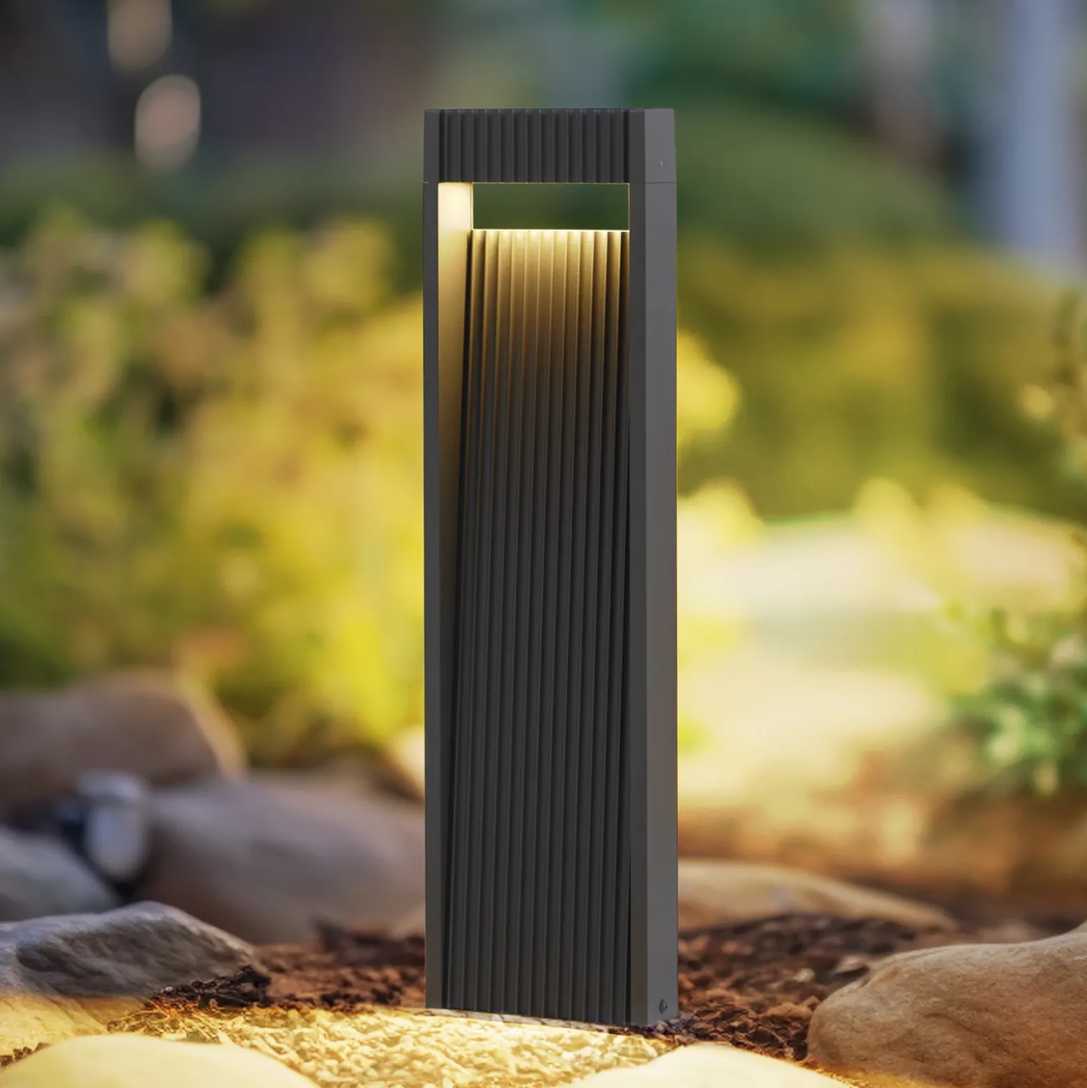Lucande, bolardo luminoso LED Tavion, 60 cm, antracita, IP65