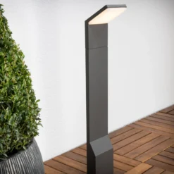 Lucande, bolardo luminoso LED Nevio, 60 cm, antracita, metal