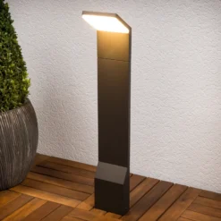 Lucande, bolardo luminoso LED Nevio, 60 cm, antracita, metal