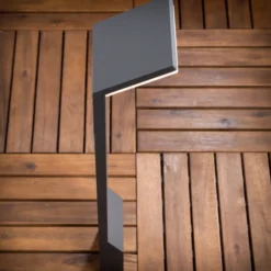 Lucande, bolardo luminoso LED Nevio, 60 cm, antracita, metal