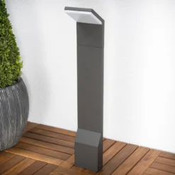 Lucande, bolardo luminoso LED Nevio, 60 cm, antracita, metal