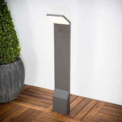 Lucande, bolardo luminoso LED Nevio, 60 cm, antracita, metal