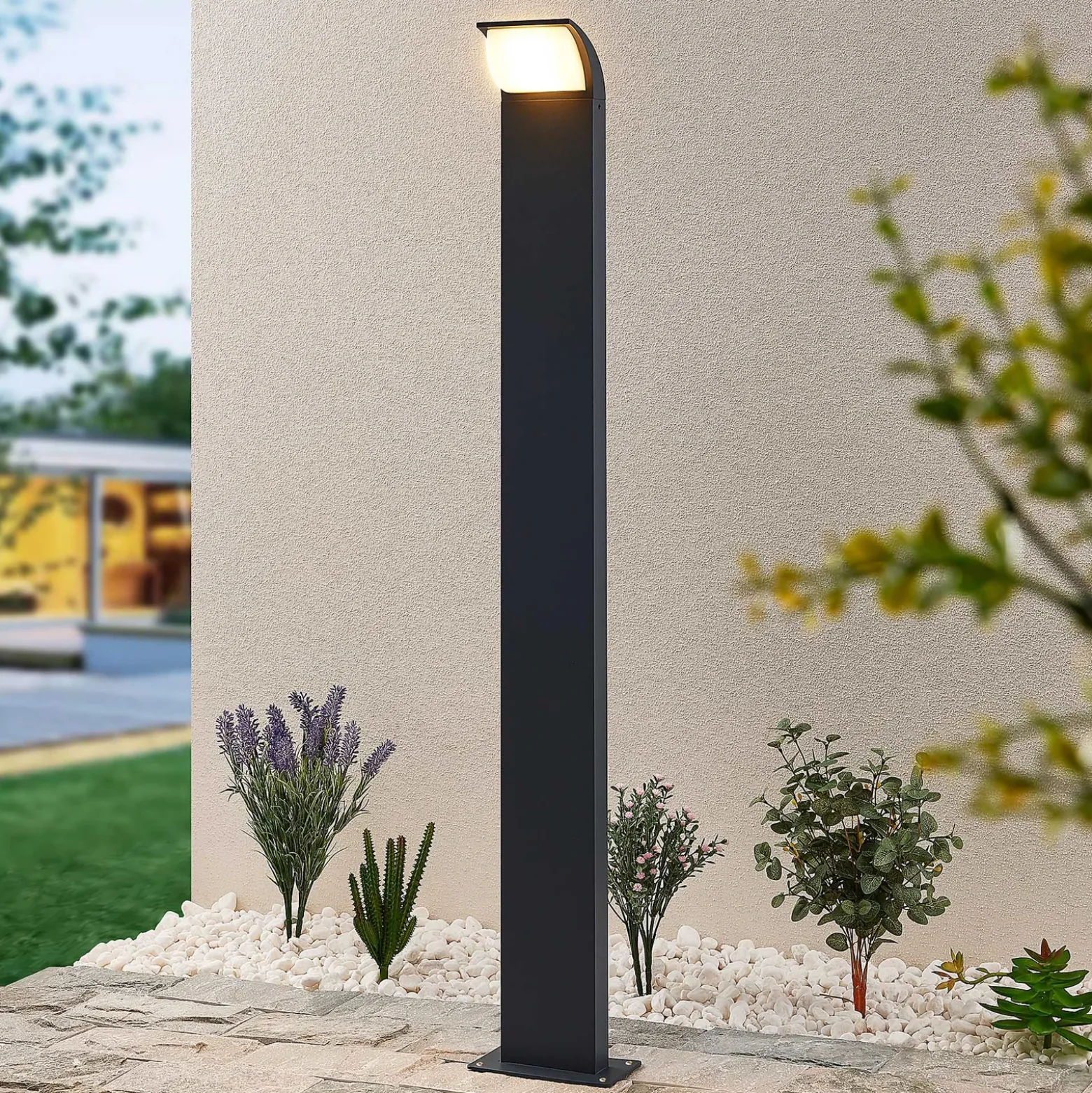 Lucande, bolardo luminoso LED Tinna, 100 cm, antracita, IP65