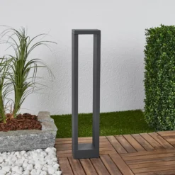 Lucande, bolardo luminoso LED Jupp, juego de 4, 60 cm, antracita, IP54