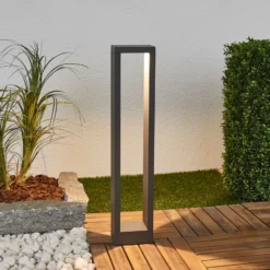 Lucande, bolardo luminoso LED Jupp, juego de 4, 60 cm, antracita, IP54