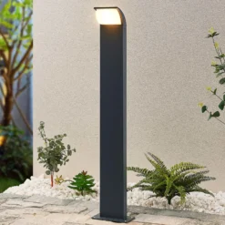 Lucande, bolardo luminoso LED Tinna, 80 cm, antracita, IP65