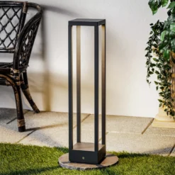 Lucande Bolardo luminoso LED Carlota, antracita, 65 cm, metal