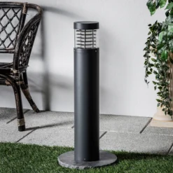 Lucande Bolardo luminoso LED Lucius, 65 cm, antracita, metal, IP54