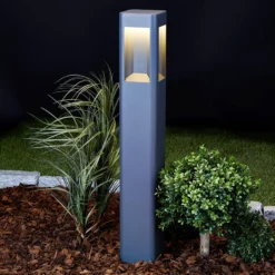 Lucande Bolardo luminoso LED Annika, antracita, metal, 80 cm