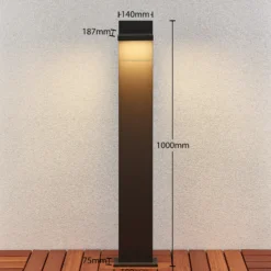 Lucande Bolardo luminoso LED Silvan, 100 cm, antracita, metal