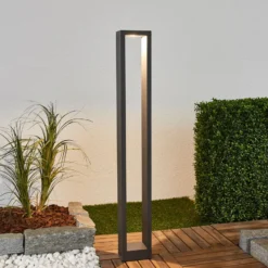 Lucande, bolardo luminoso LED Jupp, juego de 4, 90 cm, antracita, IP54