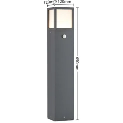 Lucande, bolardo luminoso LED Dewari, detector de movimiento, 65 cm, IP54