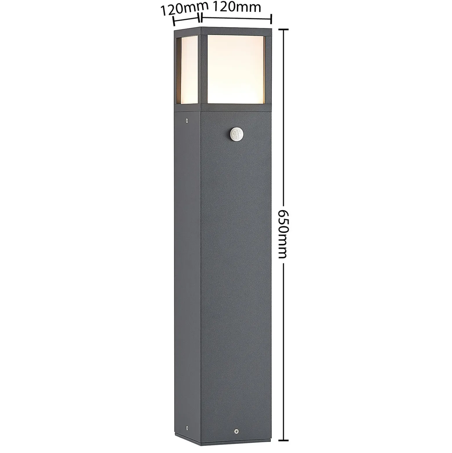 Lucande, bolardo luminoso LED Dewari, detector de movimiento, 65 cm, IP54