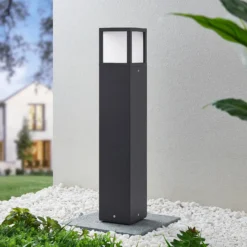 Lucande, bolardo luminoso LED Dewari, 65 cm, gris oscuro, IP54