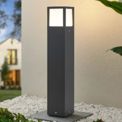 Lucande, bolardo luminoso LED Dewari, 65 cm, gris oscuro, IP54