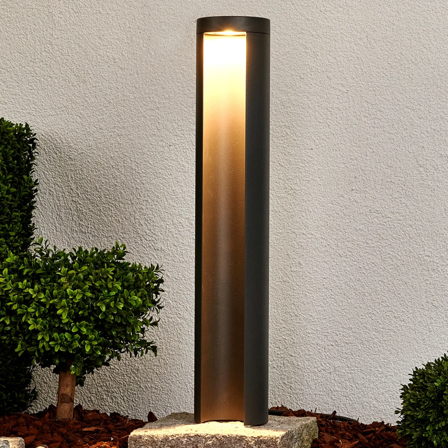 Lucande, bolardo luminoso LED Jaron, 65 cm, antracita, IP54