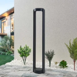 Lucande, bolardo luminoso LED Habsa, 80 cm, antracita, metal