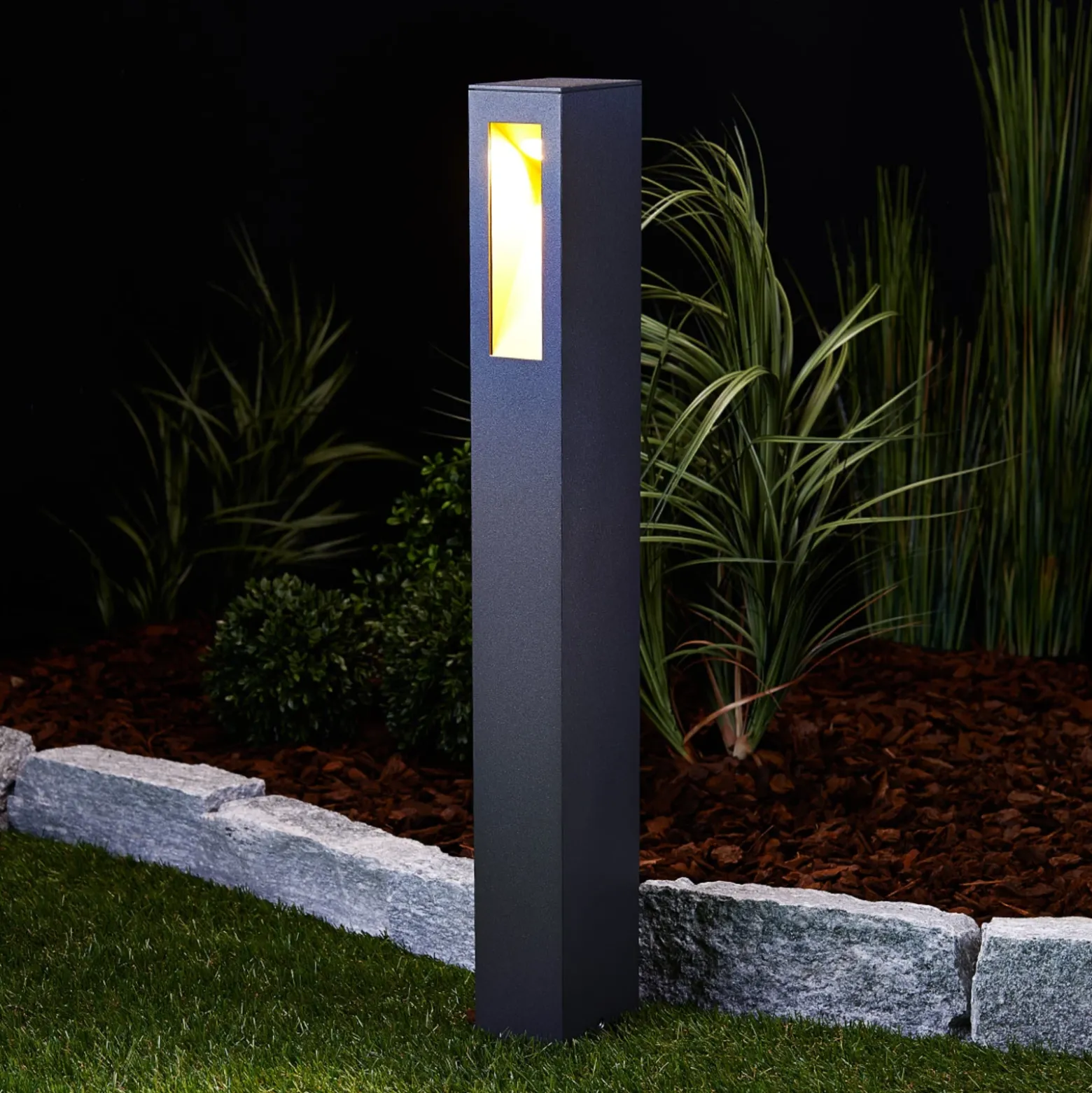 Lucande, bolardo luminoso LED Jenke, 65 cm, antracita, aluminio