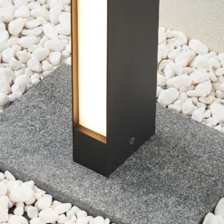 Lucande Bolardo luminoso LED Lirka, gris oscuro, metal, 60 cm