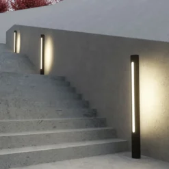 Lucande Bolardo luminoso LED Tomas, 75 cm, gris oscuro, IP54