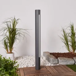 Lucande Bolardo luminoso LED Tomas, 75 cm, gris oscuro, IP54