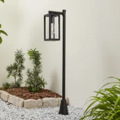 Lucande Bolardo luminoso Siveta, 100 cm de altura, negro, E27, IP65