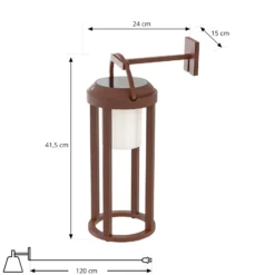 Lucande 2 en 1 Lámpara solar LED de pared Tilena, óxido, redonda, aluminio