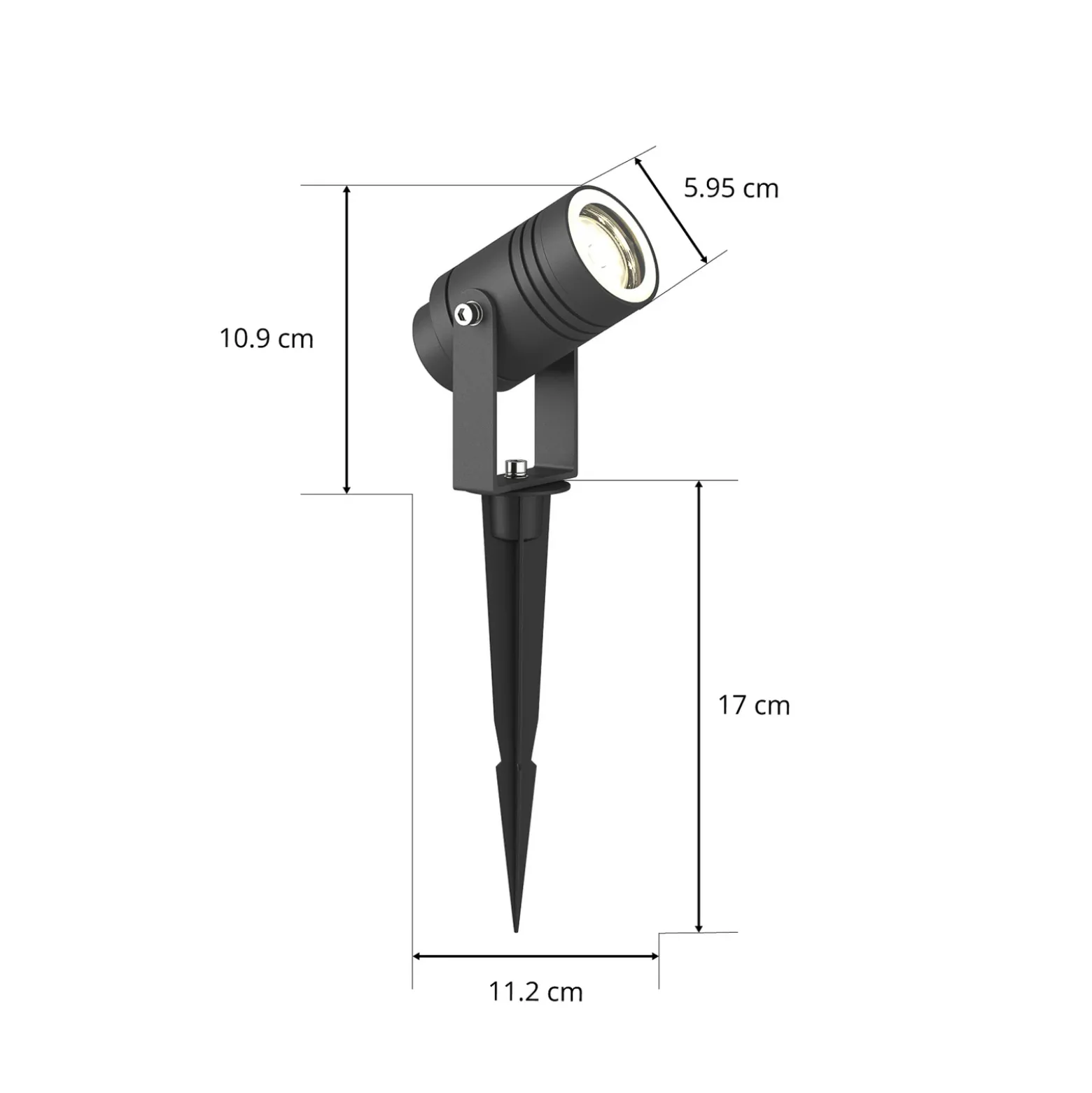 Lucande foco exterior Galina, pincho de suelo, enchufe, gris, 11 cm