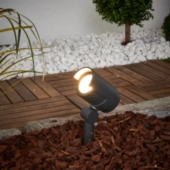 Lucande foco LED con pica Beatrix, antracita, aluminio, 45,7cm