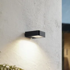 Lucande LED aplique para exterior Dava, altura 5 cm, sensor