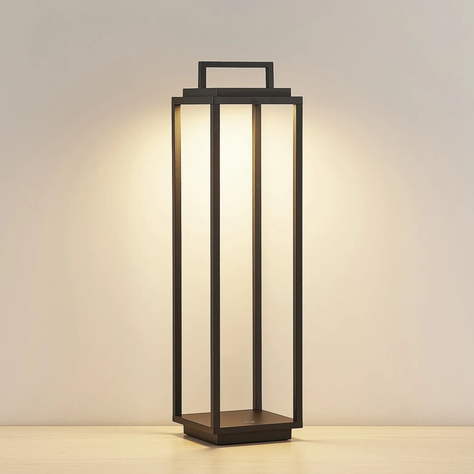 Lucande LED lámpara de exterior Elaja, negro, batería recargable, USB,