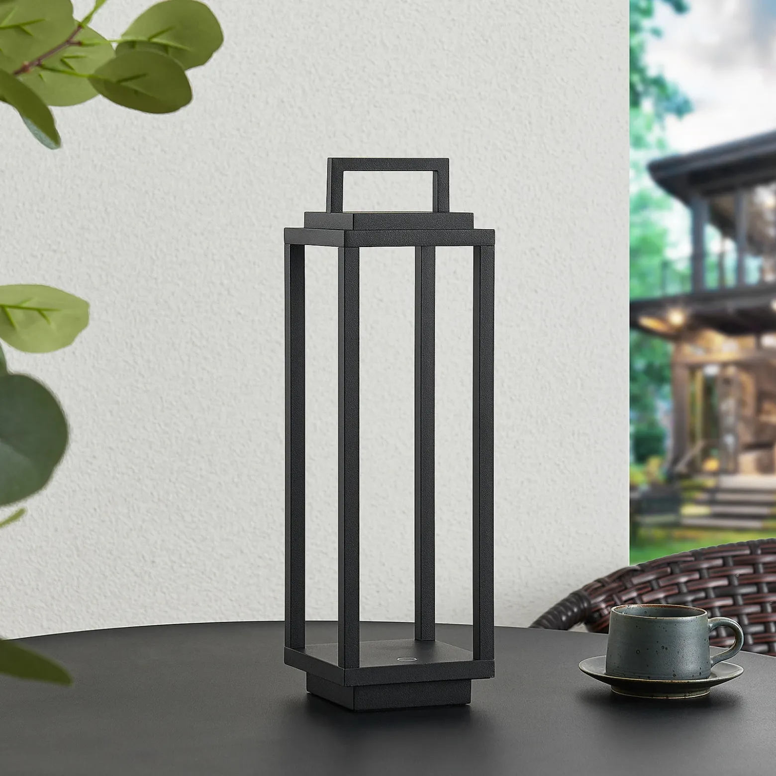 Lucande LED lámpara de exterior Mirina, negro, batería recargable,