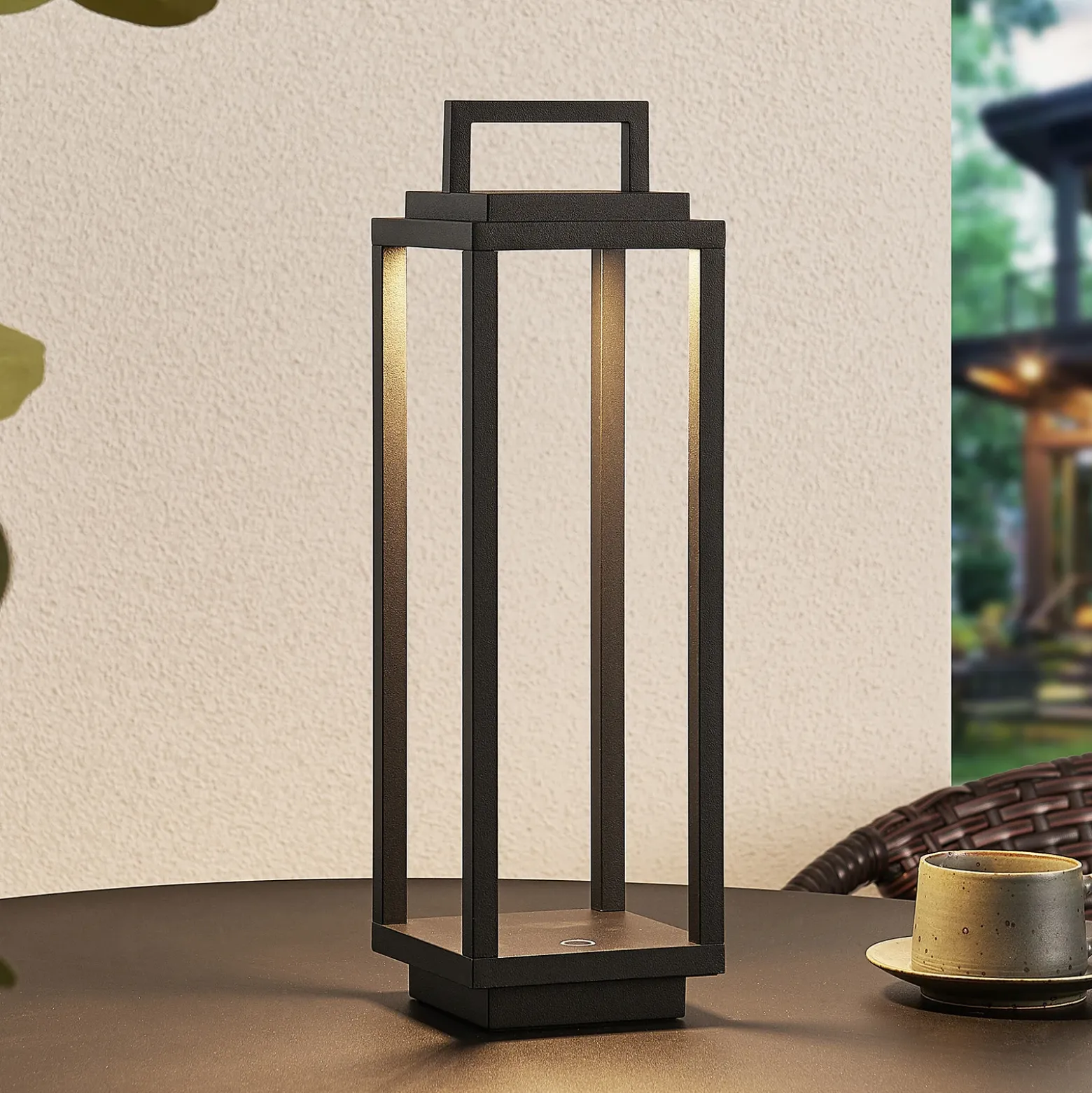 Lucande LED lámpara de exterior Mirina, negro, batería recargable,