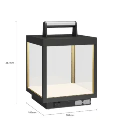 Lucande LED lámpara de mesa recargable Cube, aluminio, IP54, atenuable