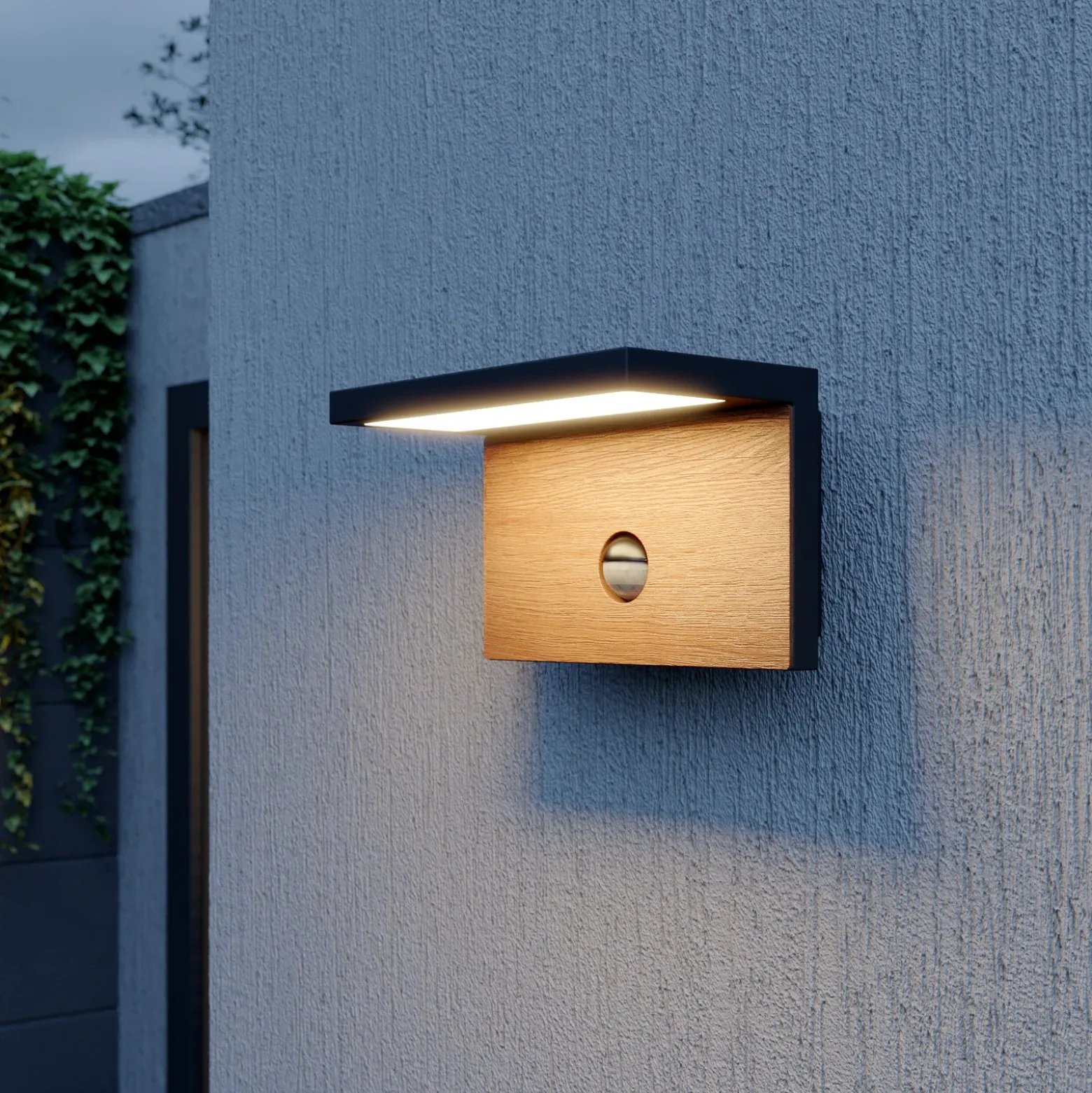 Lucande Lignus aplique LED, detector de movimiento