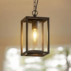 Lucande Lámpara colgante exterior Ferda, 25 cm, antracita, IP44