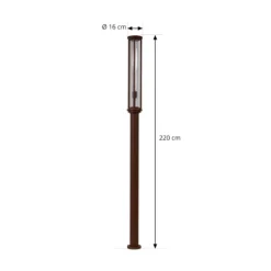 Lucande lámpara de exterior Alivaro, color óxido, 220 cm, E27, IP65