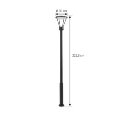 Lucande Lámpara de exterior LED Elario, 222 cm, negro, aluminio