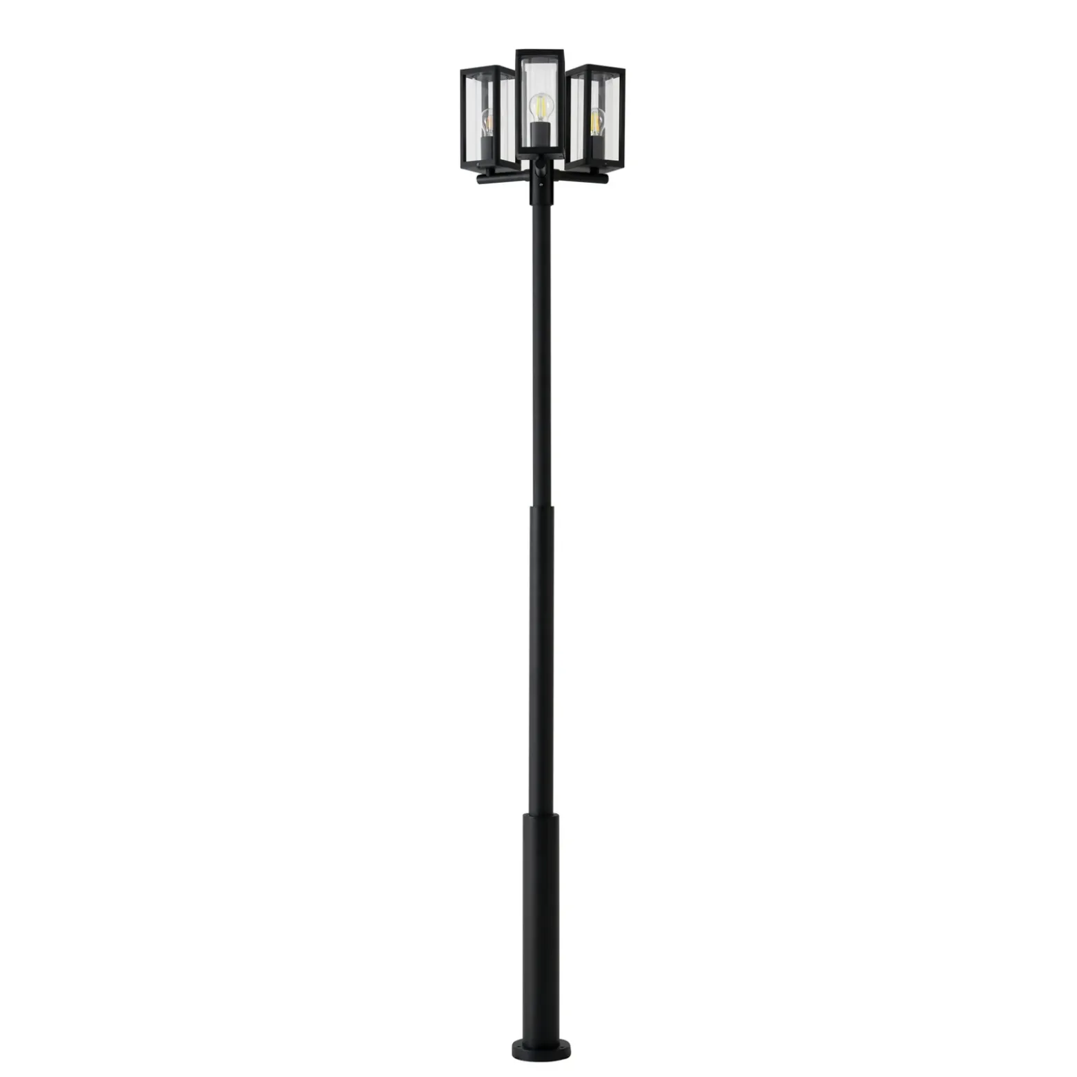 Lucande Lámpara de exterior Siveta, 240 cm, 3 luces, negra, E27, IP65