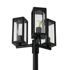 Lucande Lámpara de exterior Siveta, 240 cm, 3 luces, negra, E27, IP65