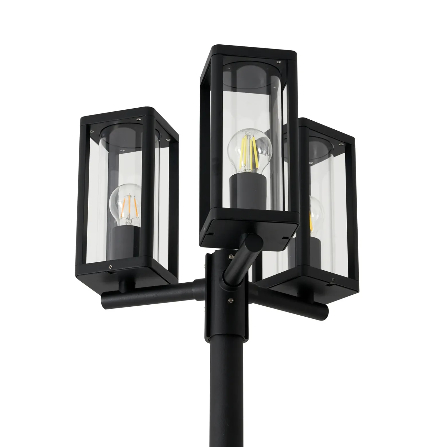 Lucande Lámpara de exterior Siveta, 240 cm, 3 luces, negra, E27, IP65
