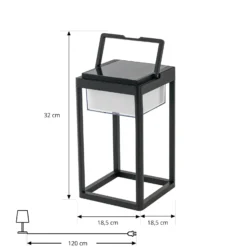 Lucande Lámpara de mesa solar LED Tilena, angular, negra, atenuable