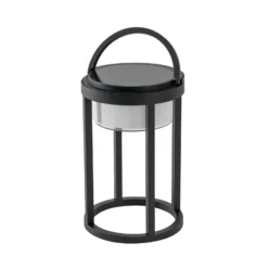 Lucande Lámpara de mesa solar LED Tilena, redonda, negra, atenuable