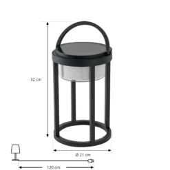 Lucande Lámpara de mesa solar LED Tilena, redonda, negra, atenuable